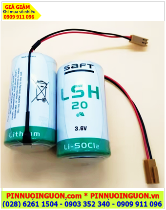 SAFT LSH20 (Zắc cắm JAE); Pin nuôi nguồn Saft LSH20 lithium 3.6v D 13000mAh, Xuất xứ Pháp